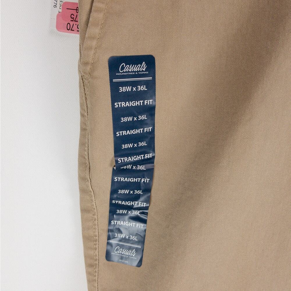 Roundtree & Yorke Chino Men's 38x36L Pants Beige NWTs Cotton Blend - Picture 5 of 14